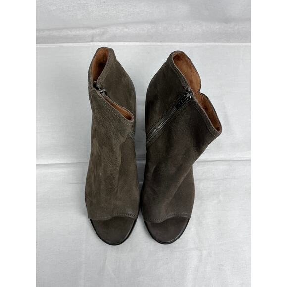 Frye Shoes Danica Peep Toe Heeled Ankle Booties Suede Leather Western Boho Chic - Picture 3 of 10